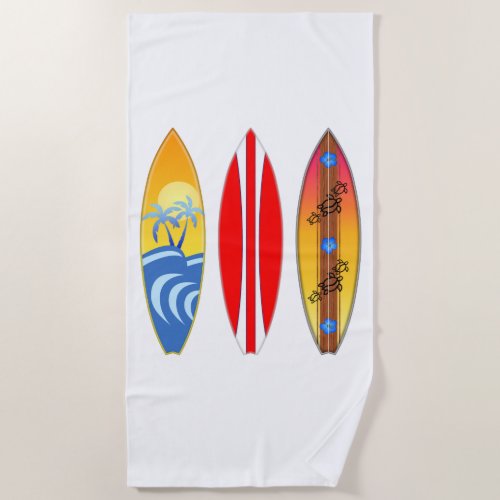 Vintage Surfboards Surfing Beach Towel