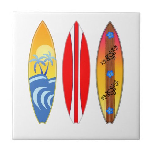 Vintage Surfboards Surfing Ceramic Tile