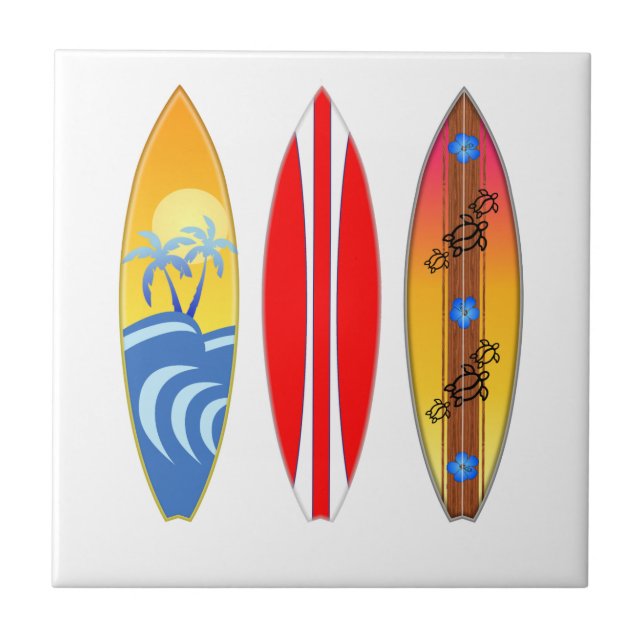 Vintage Surfboards Surfing Ceramic Tile (Front)