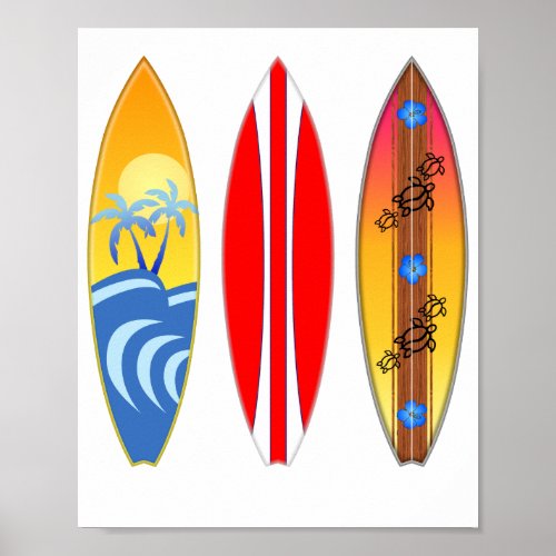 Vintage Surfboards Surfing Poster