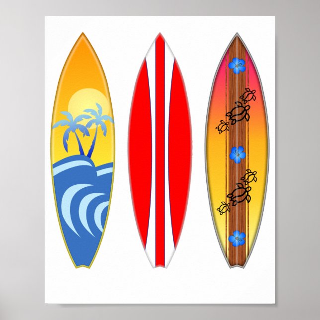 Vintage Surfboards Surfing Poster (Front)