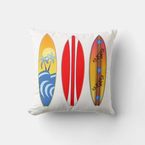 Vintage Surfboards Surfing Throw Pillow