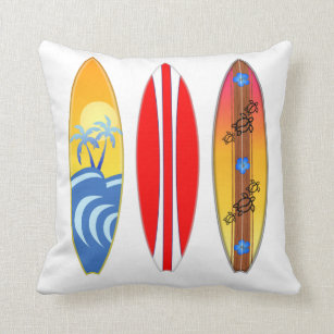 Vintage Surfboards Surfing Throw Pillow