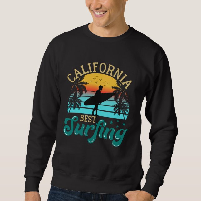 Vintage Surfer Retro Surfing Beach Summer Vacation Sweatshirt (Front)