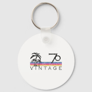 Vintage Surfing 1970 Pacific Ocean Sunset Birthday Keychain
