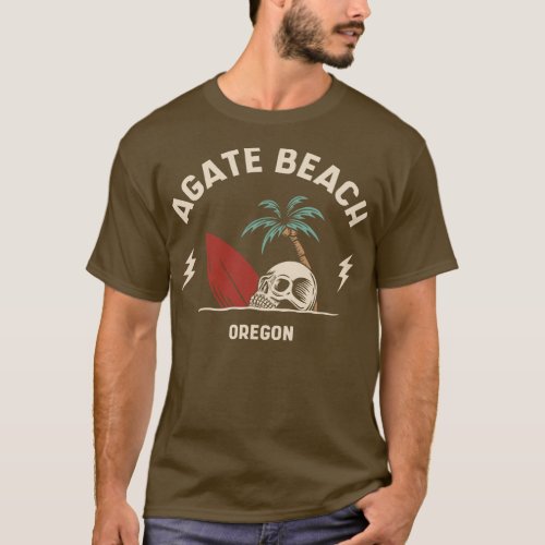 Vintage Surfing Agate Beach Oregon Retro Surf Skul T_Shirt