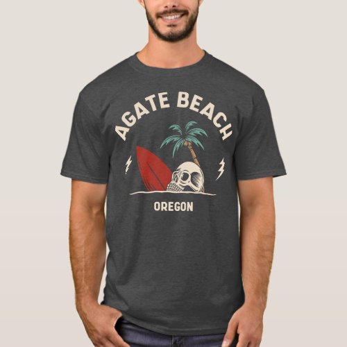Vintage Surfing Agate Beach Oregon Retro Surf Skul T_Shirt