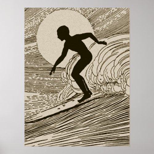 Vintage surfing art poster
