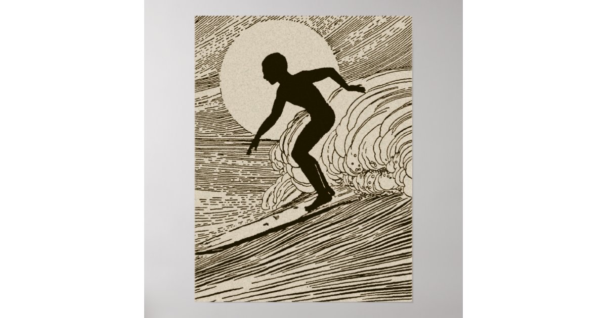 Vintage surfing art poster Zazzle