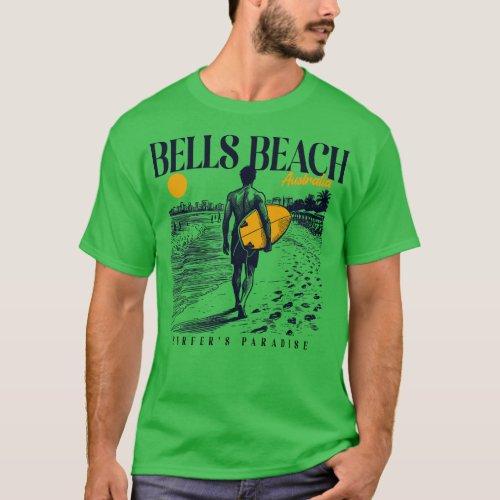 Vintage Surfing Bells Beach Australia Retro Surfer T_Shirt