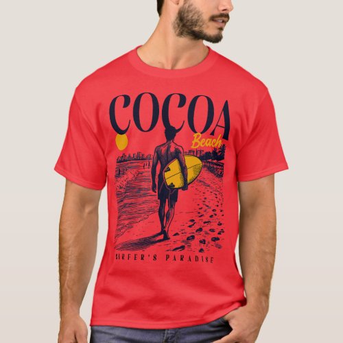Vintage Surfing Cocoa Beach Florida Retro Surfer S T_Shirt