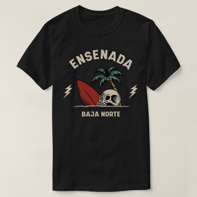 Vintage Surfing Ensenada Mexico T-Shirt (Design Front)