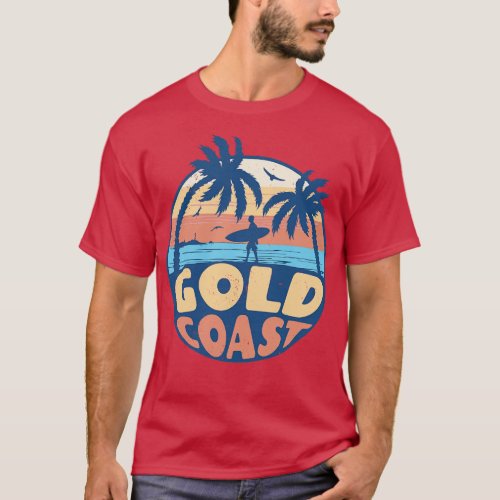 Vintage Surfing Gold Coast Australia Retro Summer  T_Shirt