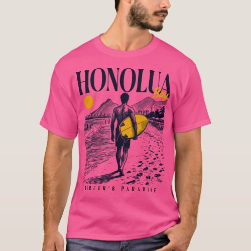 Vintage Surfing Honolua Bay Hawaii Retro Surfer Sk T_Shirt