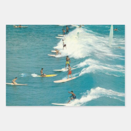 Vintage surfing in Florida retro 1960s Wrapping Paper Sheets