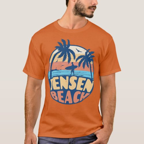 Vintage Surfing Jensen Beach Florida Retro Summer  T_Shirt