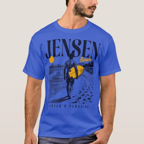 Vintage Surfing Jensen Beach Florida Retro Surfer  T_Shirt
