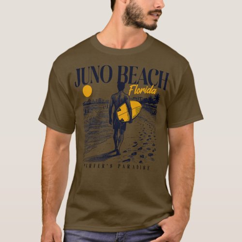 Vintage Surfing Juno Beach Florida Retro Surfer Sk T_Shirt