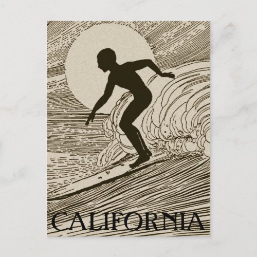 Vintage Surfing Postcard
