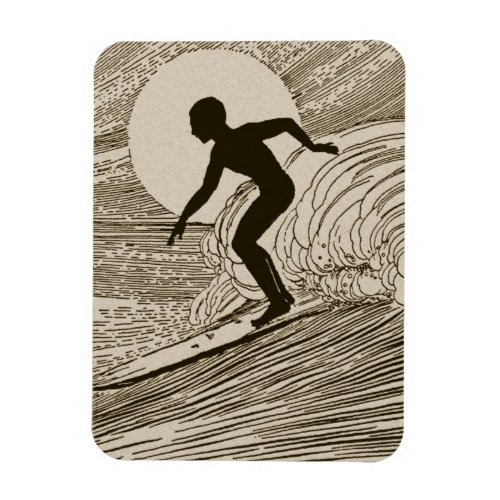 Vintage surfing retro drawing refrigerator magnet