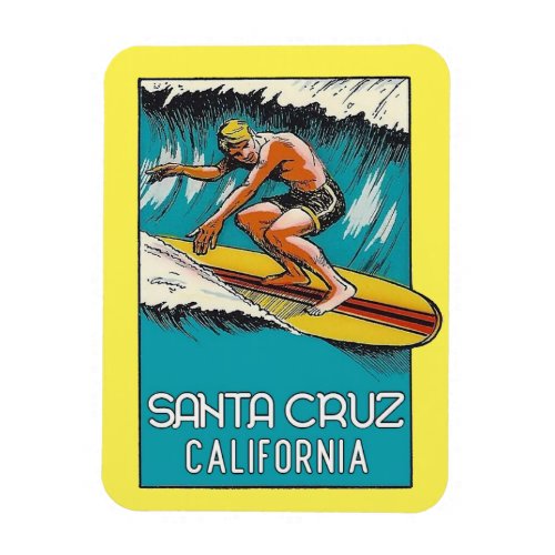 Vintage Surfing Santa Cruz California Travel Magnet