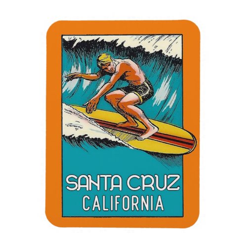 Vintage Surfing Santa Cruz California Travel  Magnet