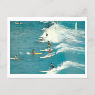 Vintage surfing scene, Florida, 1960s Postcard