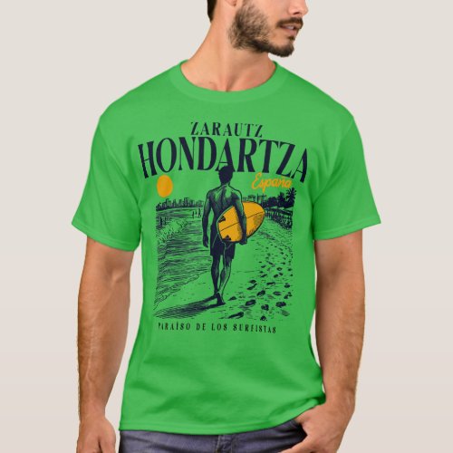 Vintage Surfing Zarautz Hondartza Spain Retro Surf T_Shirt