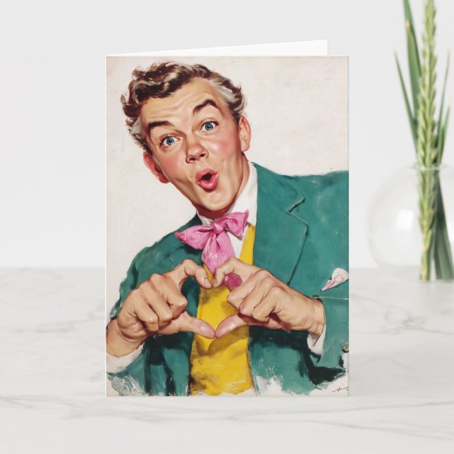 Vintage Surprise Heart Gesture Card (Front)