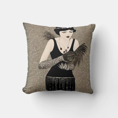 Vintage Surreal Art Deco Woman 10 Throw Pillow