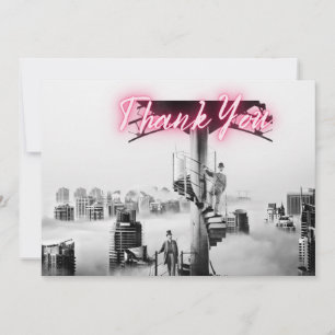 Vintage Surreal City Scene Thank You Card