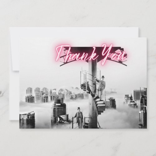 Vintage Surreal City Scene Thank You   Card