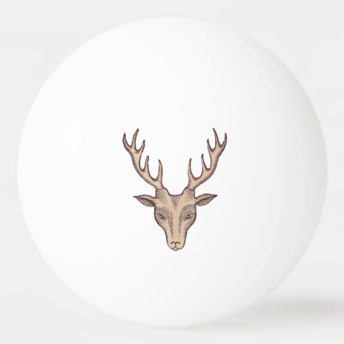 Vintage Surreal Deer Head Antlers Ping_Pong Ball