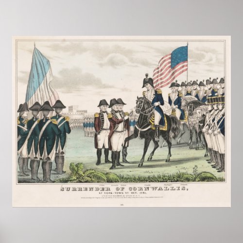 Vintage Surrender of Lord Cornwallis Illustration Poster