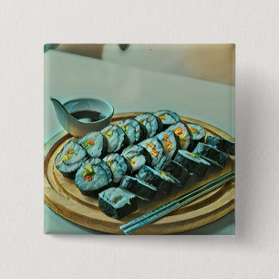 Vintage Sushi Artwork Button