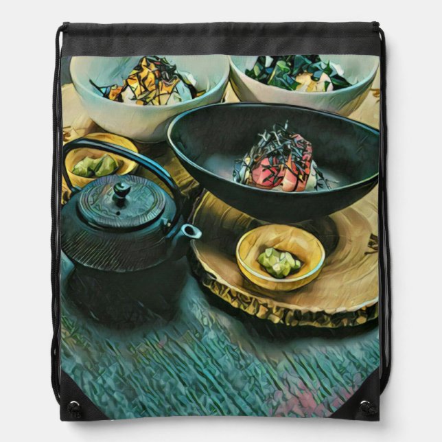 Vintage Sushi gift Drawstring Bag (Front)