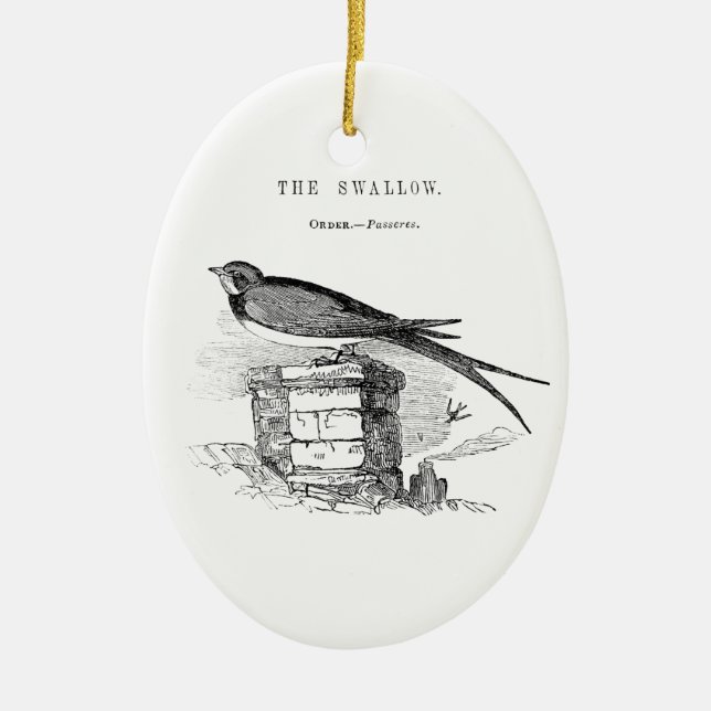 Vintage swallow bird ceramic ornament (Front)