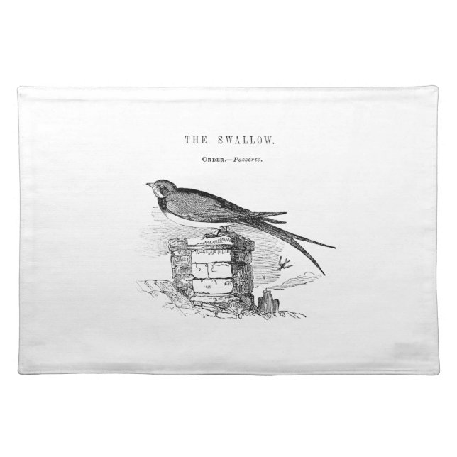 Vintage swallow bird cloth placemat (Front)