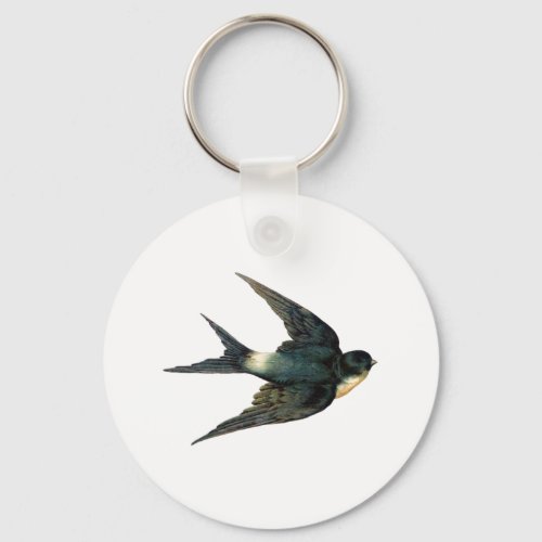 Vintage Swallow Bird Illustration Keychain