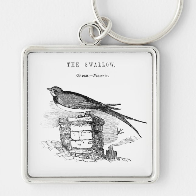 Vintage swallow bird keychain (Front)