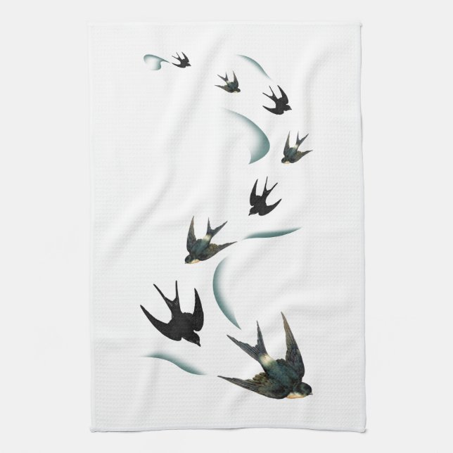 Vintage Swallow Birds Art Towel (Vertical)