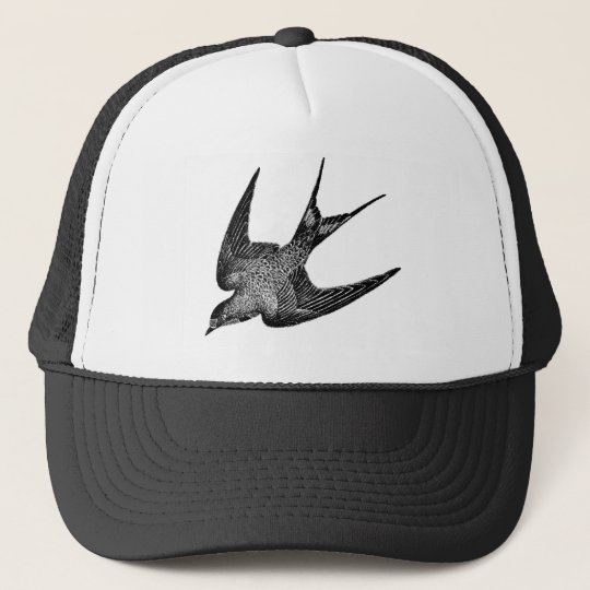 Vintage Swallow Illustration - 1800's Antique Bird Trucker Hat