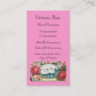 Vintage Swan and Roses Business Card Template