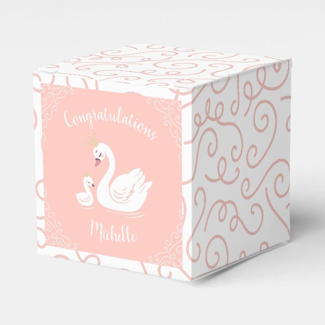 Vintage Swan Baby Shower Spring Favor Boxes (Front Side)