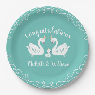 Vintage Swan Baby Shower Spring Paper Plates