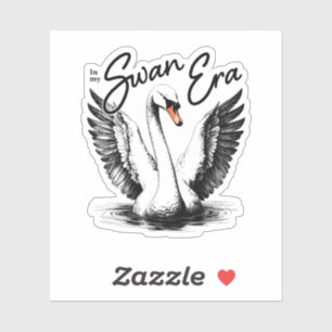 Vintage Swan Era Black Print Sticker