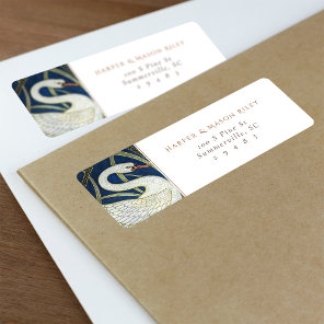 Vintage Swan Floral Custom Return Address  Label