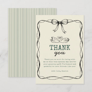 Vintage Swan & Green Stripes Thank You Card