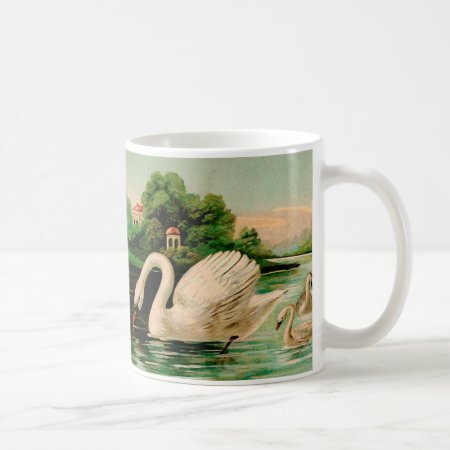 Vintage Swan In The Lake Coffee Mug