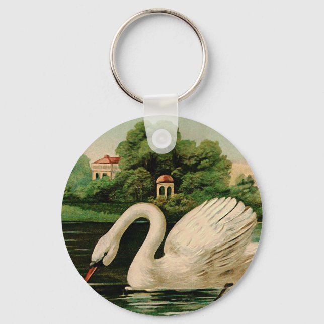 Vintage Swan in the Lake Keychain (Front)